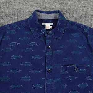Carbon2Cobalt Short Sleeve Button‎ Up Shirt Men's Small Blue Pattern 100% Cotton
